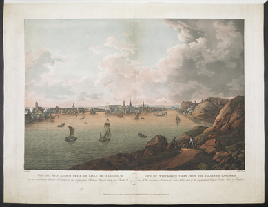View of Stockholm, taken from the Island of Langholm (hand-coloured engraving)