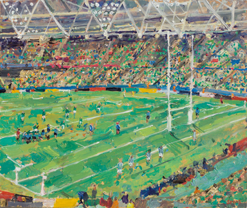 Rugby World Cup: South Africa v USA, Olympic Stadium, 2015 (oil on board)
