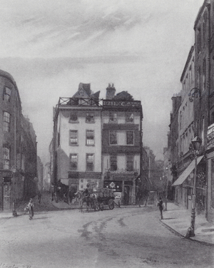 Lost London: East end of Holywell Street and Wych Street (litho)