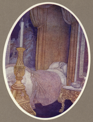 The Bishop Orders his Tomb at St Praxed's Church (colour litho)