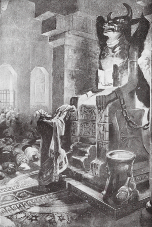 Human sacrifice to an idol (litho)