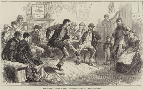 The Strike in South Wales, Amusements of the Colliers, "Stepping" (engraving)