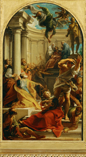 The fall of the magician Simon Magus (painting on canvas)