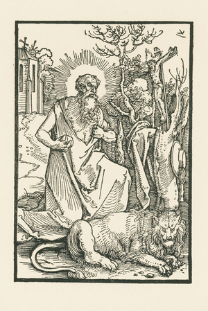 Saint Jerome. Illustration to Lukas von Prag: Apologia. Printed by Hieronymus Höltzel, Nuremberg, 1511 (woodcut)