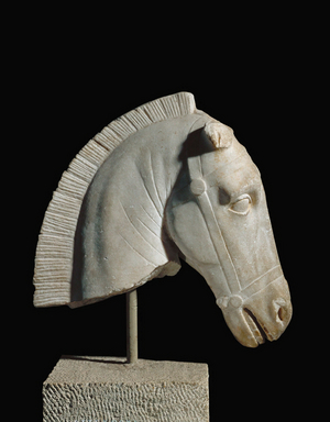 Horse's head, marble (marble)