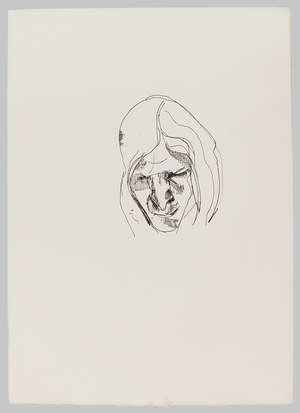 Drawing of a Woman Looking Down, 1970s (ink on paper)