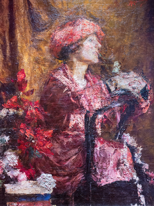 Enrica in purple, 1920, (oil on canvas)