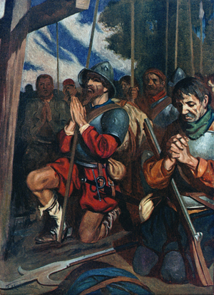 The whole army knelt in the mud and confessed their sins (colour litho)