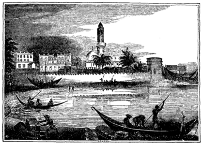 Yemen: A drawing of the port of Mocha, Yemen, 1831, by I. Dodd, for The Mirror of Literature, Amusement and Instruction (London)