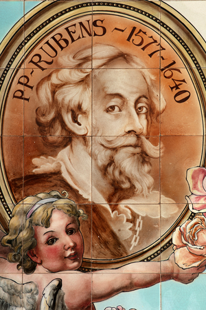 Bar interior (Café "Local Unique"). Ceramic panel. Helman céramiques Bruxelles.