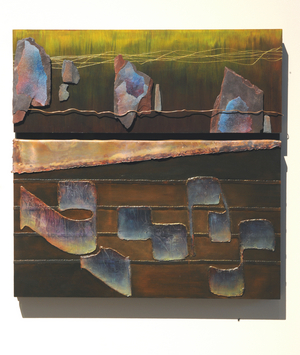 The Word, 2007 (panel, copper, gold thread, lead, slate, sandpaper, pigment)