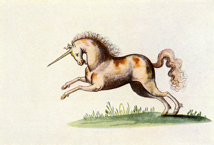 The Unicorn.  After an illustration from The Livre d'Amis of Marguerite de Valois in The Illustrated London News, Christmas Number, 1933.