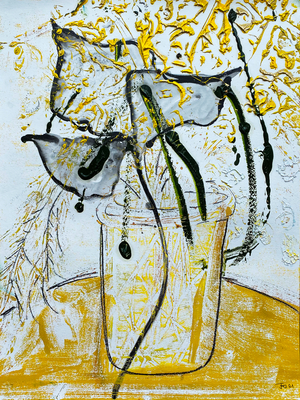Fleur De Sel No. 08 Gold Black White Monotype, 2021 (oil on paper)