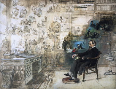 A posthumous portrait of Dickens and his characters; Dickens's Dream, 1875 (oil on canvas)
