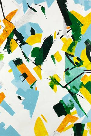 Birch tree abstracted, 2022 (acrylic paint and ink on cotton rag paper)