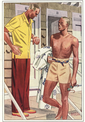 Late for the Beach Magazine Plate, USA, 1930s
