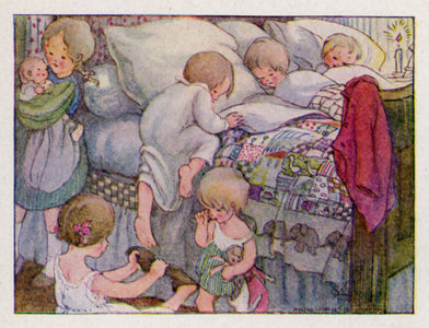 Nursery rhyme: Wee Willie Winkie Runs Through The Town (colour litho)