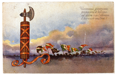 Political postcard : Postcard of fascist propaganda, Italy 1924