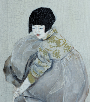 Little Korean Girl with Cats, 2016, (acrylic on canvas) detail