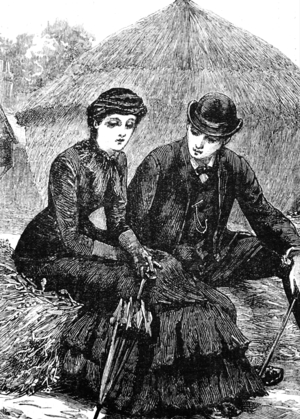 A young couple sitting together, 1883 (engraving)