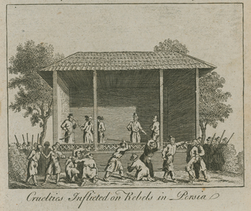 Cruelties inflicted on rebels in Persia (engraving)
