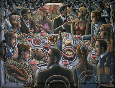 IL BANCHETTO, 2015 (tinted gesso on canvas & wood)