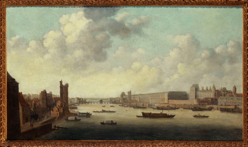 L'Hôtel de Nevers, la Tour de Nesle, la Grande Galerie and the Louvre, seen from Pont-Neuf, circa 1640, present-day 1st and 6th arrondissements, between 1635 and 1645 (oil on canvas)