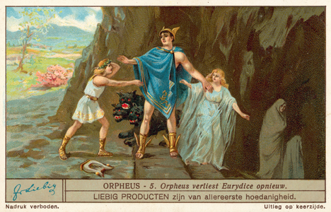 Orpheus loses Eurydice again (chromolitho)