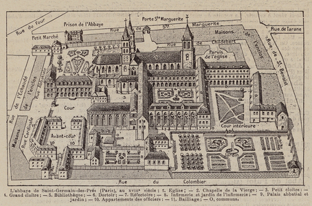 L'abbaye de Saint-Germain-des-Pres, Paris, au XVIIIe siecle (litho)