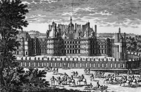 View of Chambord castle (France) built by Francois1st from 1519, engraving, 17th century