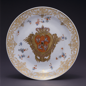 Plate, c.1730-34 (Hard paste porcelain with enamel colors and
gilding)