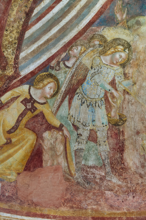 Angels and saints, detail of the apse basin