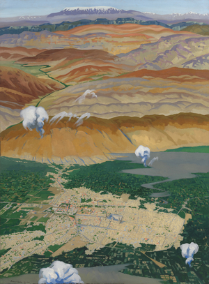Damascus and the Lebanon Mountains from 10,000 Feet, 1920 (oil on canvas)
