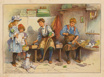 Little Workers: The Boot and Shoe Maker (colour litho)