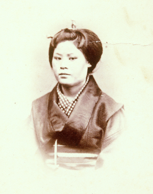 Woman, Vignetted Studio Portrait, 1863-1868 (b/w photo)