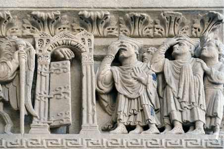 Romanesque Sculpture of Damned Refused or Denied Entrance to Heaven on Façade of Church of Saint Trophime Arles France, 11th-12th century (Romanesque Sculpture)