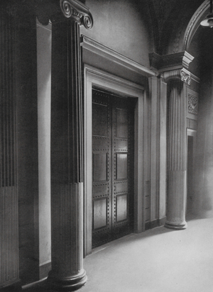 Bank of England: Passage leading from Front Courtyard to Rotunda, 1815, Architect Soane (b/w photo)