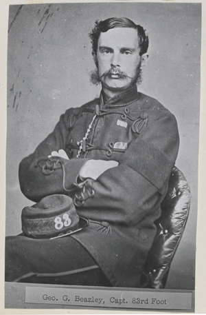 Captain George G Beazley, 83rd (County of Dublin) Regiment of Foot, 1862 circa (b/w photo)