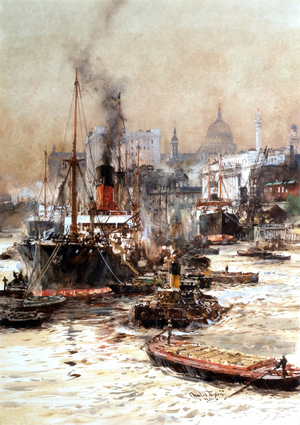 The Thames below St Pauls, 1931 (watercolour)