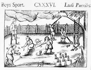 Boys' sport from 'Orbis Sensualium Pictus', 1658 (woodcut)