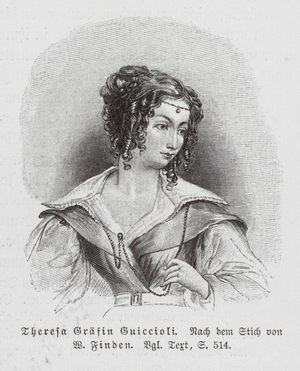 Teresa, Contessa Guiccioli, Italian lover and biographer of Lord Byron (engraving)
