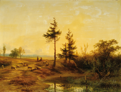 An extensive heath landscape (oil on panel)