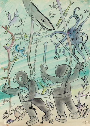 Divers; Taucher, 1922 (w/c & pen and India ink on paper)