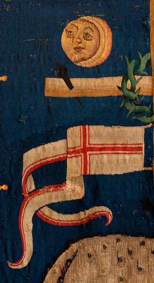 Beaune Hôtel-Dieu (Hospices de Beaune). Tapestry. Mystic Lamb. 14th century (?). Detail.