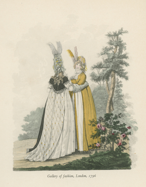 Gallery of Fashion, London, 1796 (colour litho)
