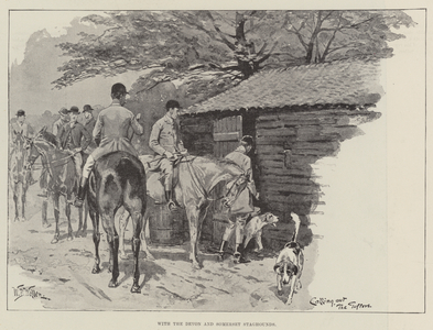 With the Devon and Somerset Staghounds (litho)