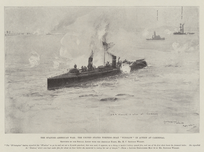 The Spanish-American War, the United States Torpedo-Boat "Winslow" in Action at Cardenas (litho)
