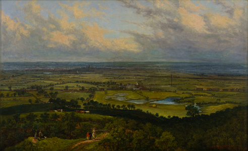 View of Gerrard Wood from Tandle Hill, with Middleton in the distance, 1870 (oil on canvas)