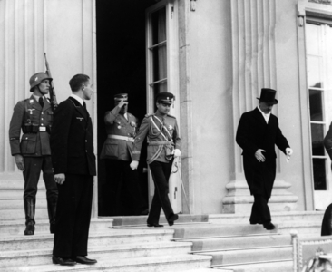 Adolf Hitler and Paul of Yugoslavia at Bellevue Palace, 1939 (b/w photo)