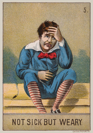 Boy smoking (colour litho)